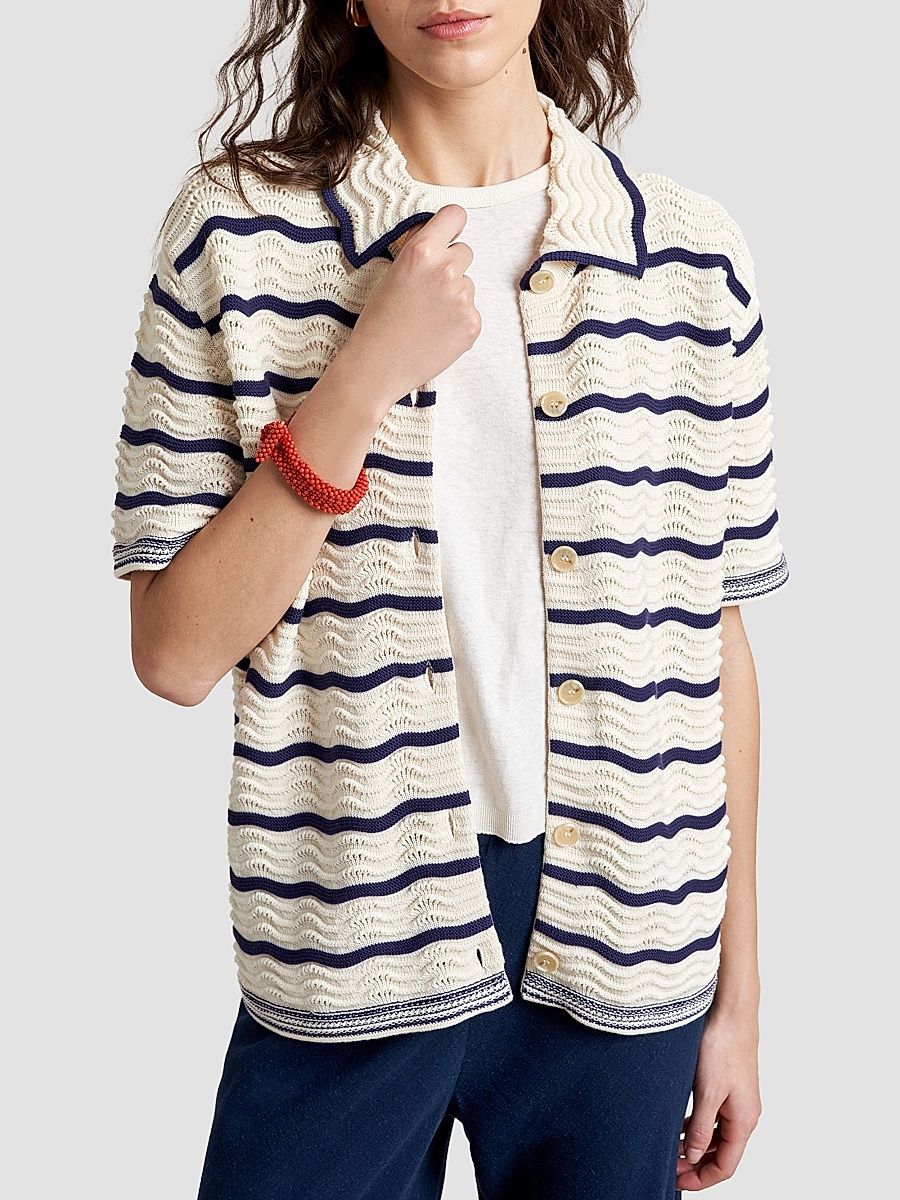 Women's Alex Shirt - Ecru Navy - Size XL