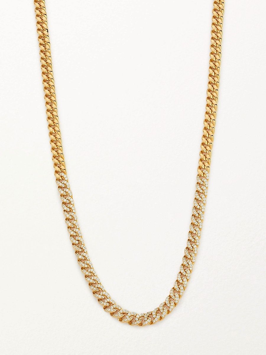 Women's 18K Goldplated Silver & Cubic Zirconia Curb-Link Collar Necklace - Gold