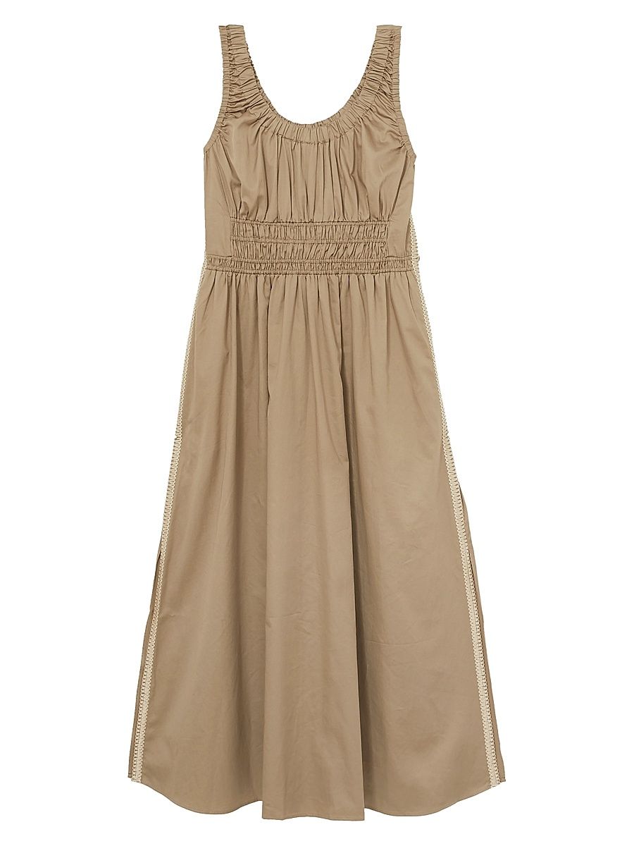 Women's Anouk Ruched Cotton Midi-Dress - Khaki - Size 14