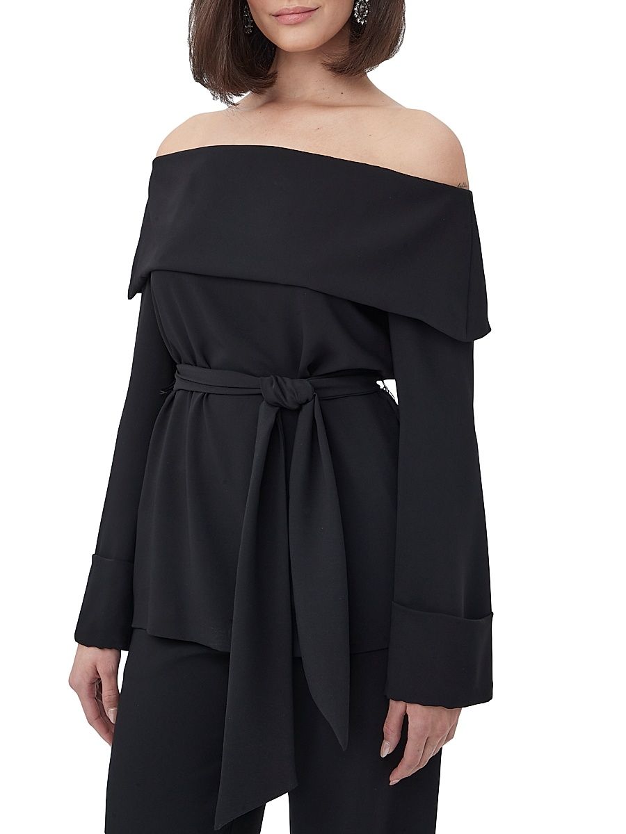 Women's Lyndi Off-the-Shoulder Tie Top - Black - Size 6