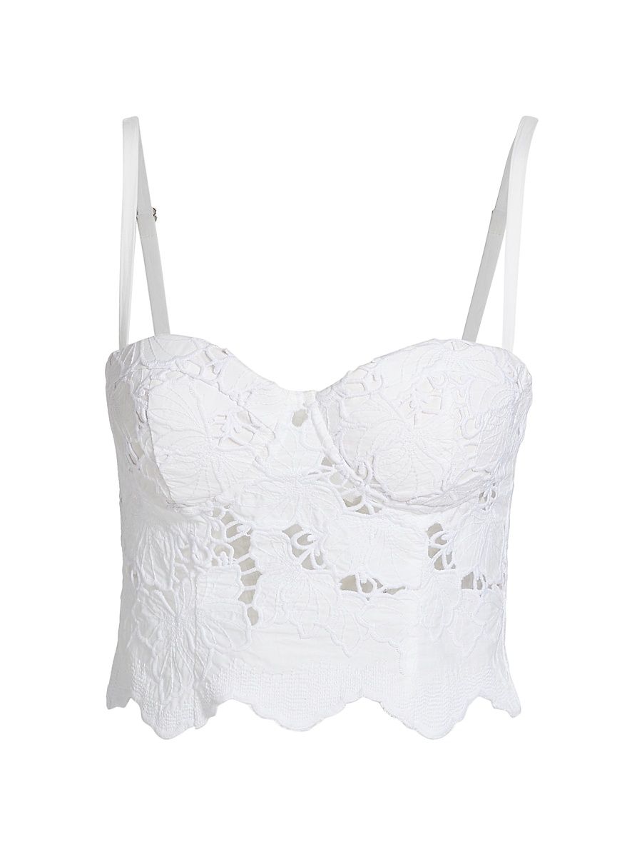 Women's Sonya Embroidered Bralette - White - Size Small