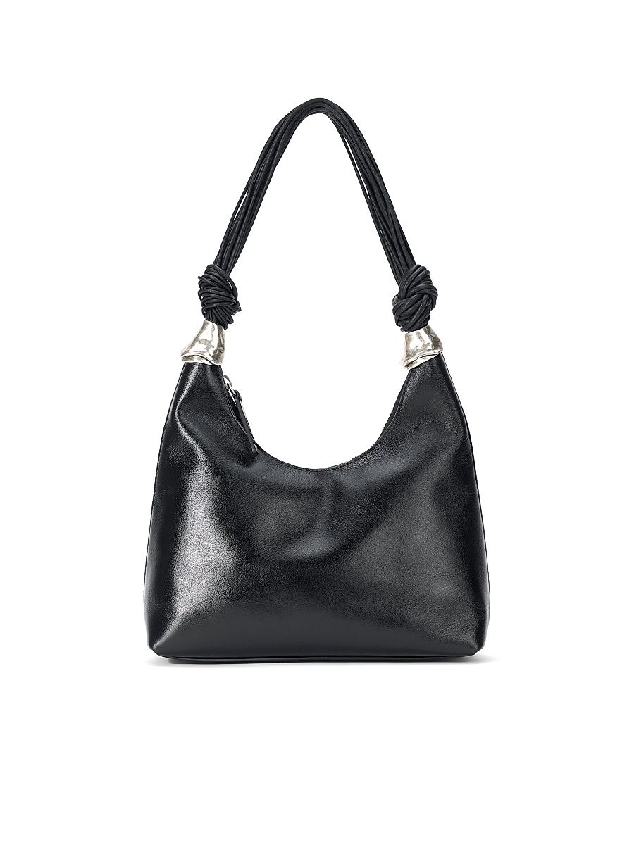 Women's Cuff Leather Shoulder Bag - Black