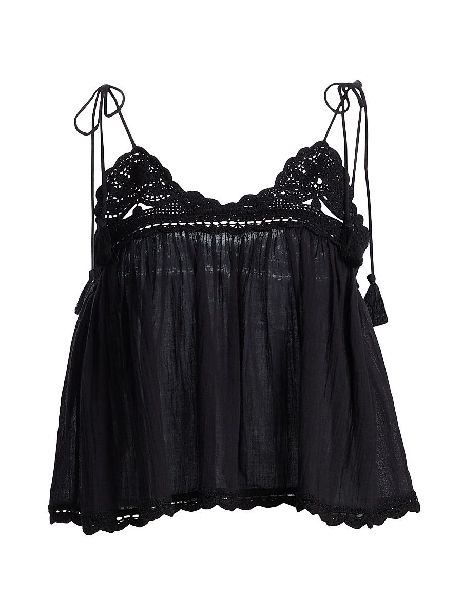 Women's Bermuda Cotton Crop Top - Noir - Size XL