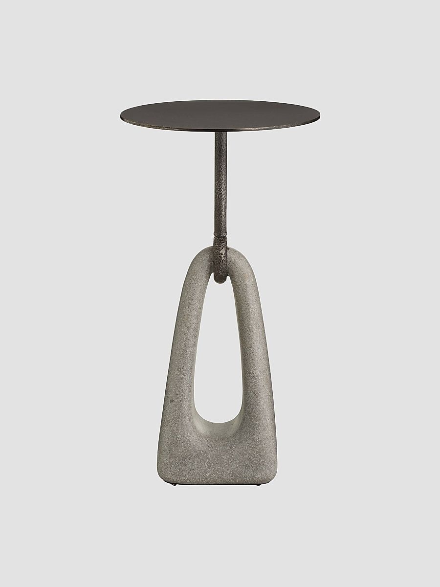 Miles Ricestone & Bronze-Plated Iron Accent Table - Grey