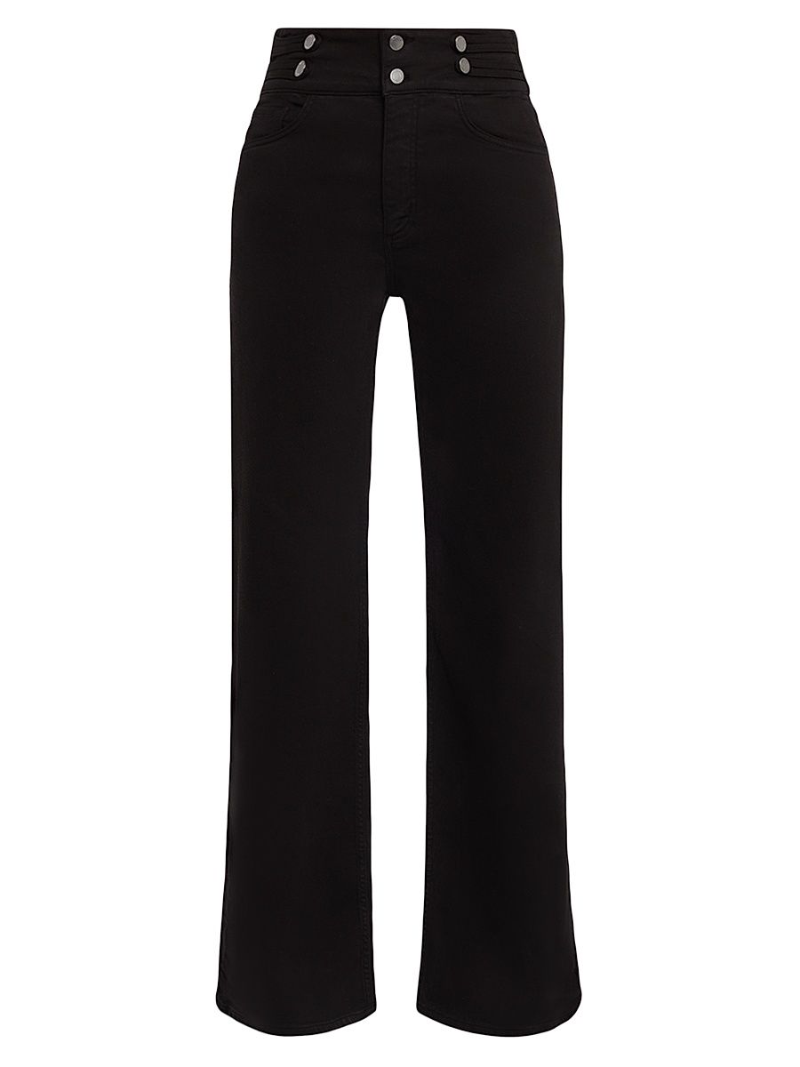 Women's Liv Double-Waist High-Rise Wide-Leg Jeans - Black - Size 29