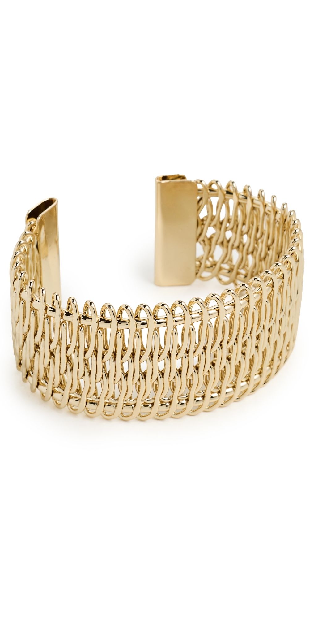 By Adina Eden Mesh Open Cuff Bangle Bracelet Gold One Size