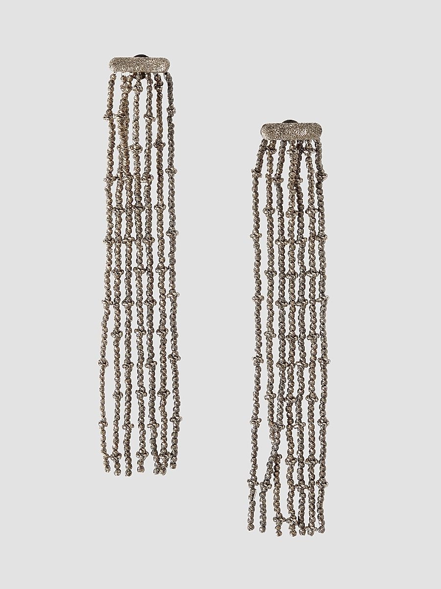 Women's Frayed Earrings in Sterling Silver - Silver