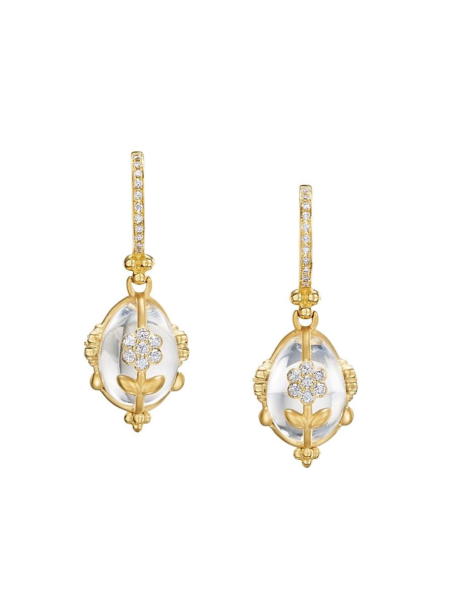 Women's Fiori 18K Yellow Gold, Rock Crystal & 0.74 TCW Diamond Amulet Drop Earrings - Yellow Gold