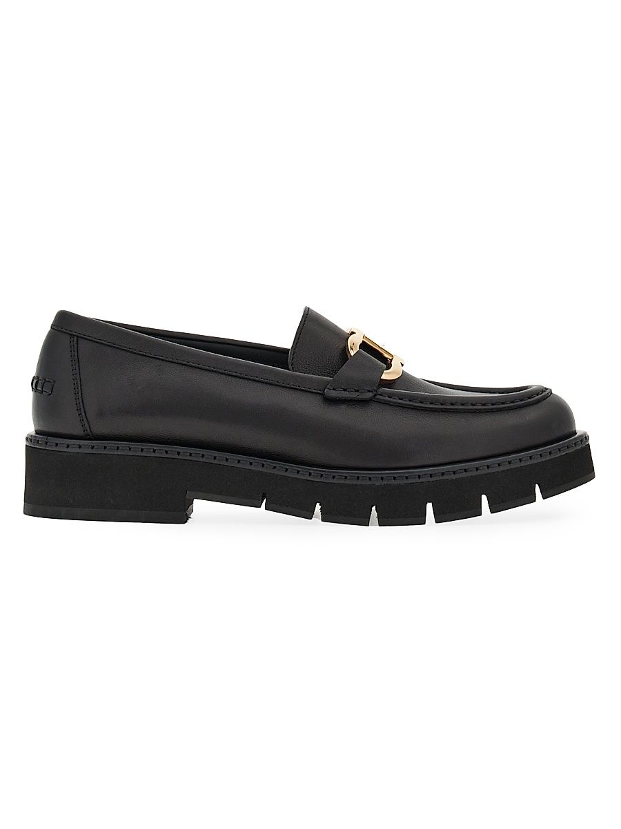 Women's Maryan Leather Lug-Sole Loafers - Nero - Size 10.5