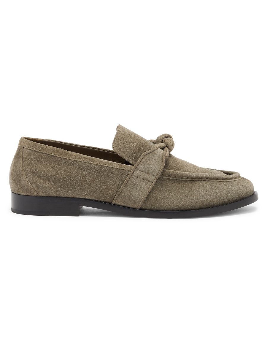 Bottega Veneta Men's Astaire Knot Suede Loafers - Cypress - Size 10.5