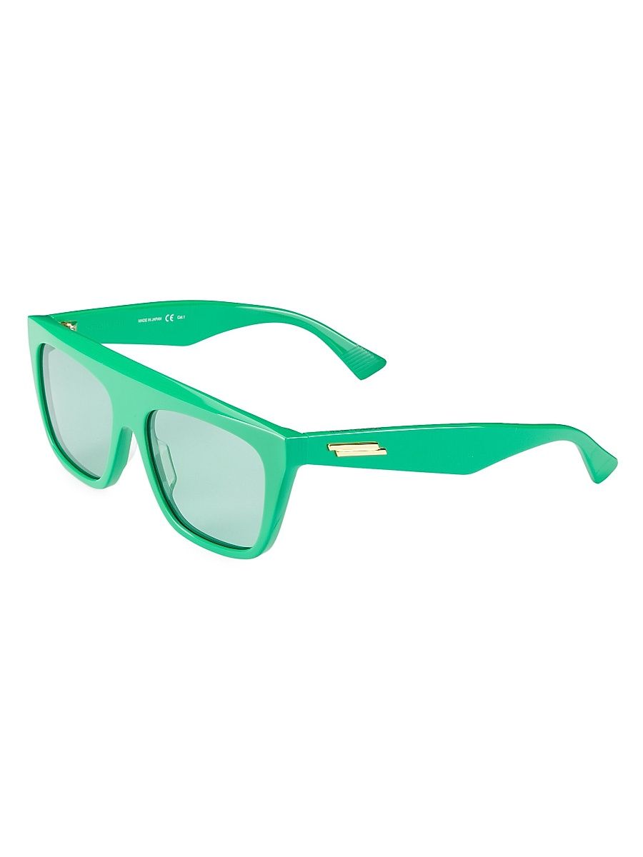 Men's 57MM Flat-Top Mask Sunglasses - Green Green Green