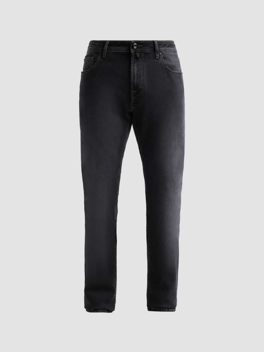 Men Cotton-Blend Slim-Fit Jeans - Black - Size 38