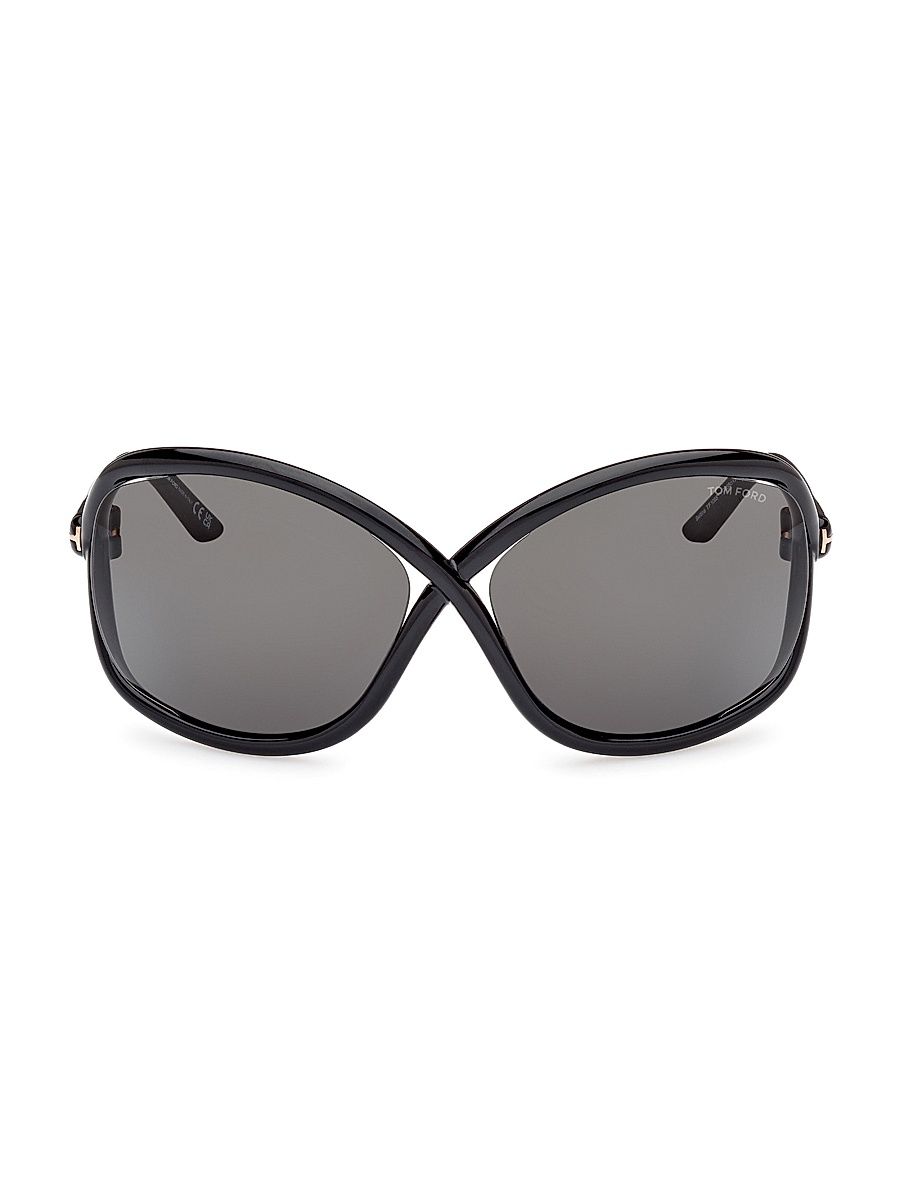 Women's Bettina 68MM Square Sunglasses - Shiny Black Smoke