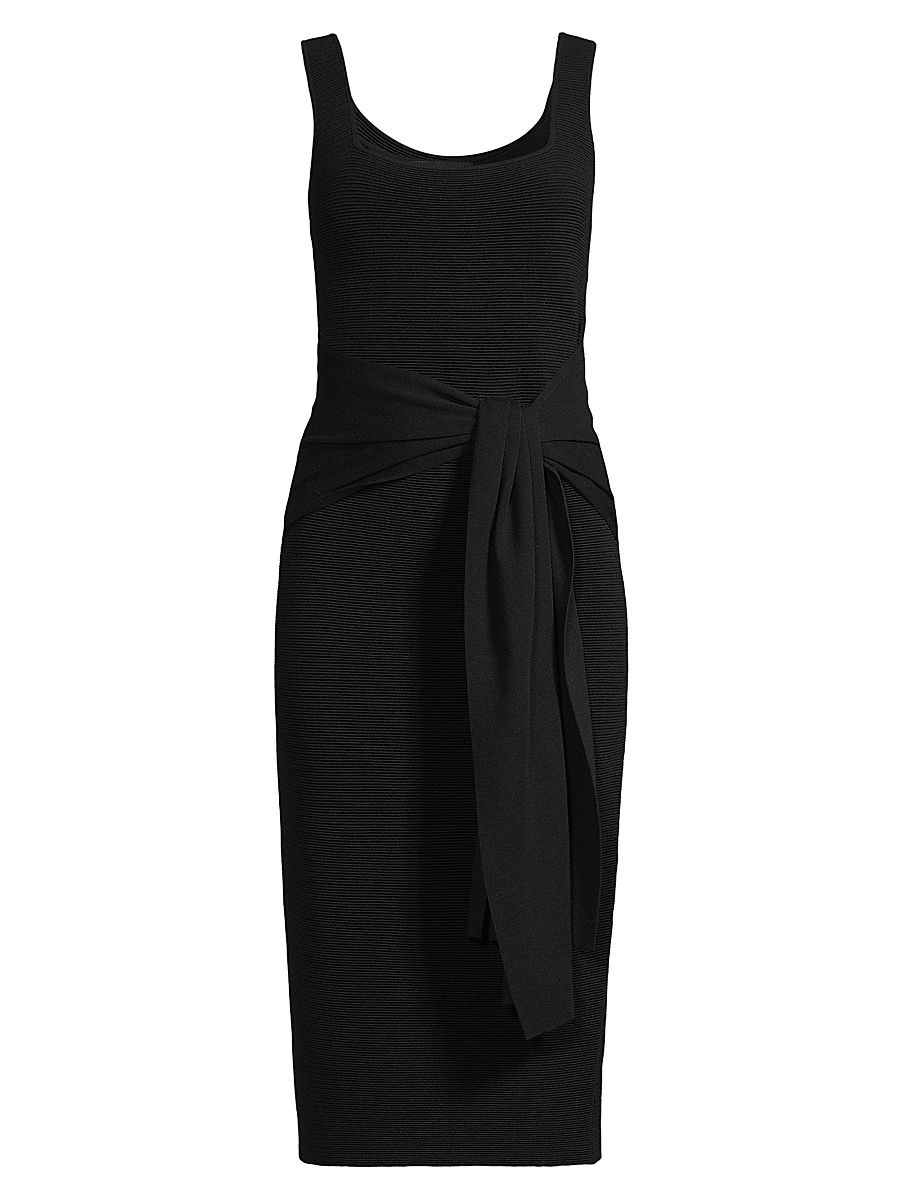 Women's Lorenza Tie-Front Sleeveless Midi-Dress - Jet - Size Small