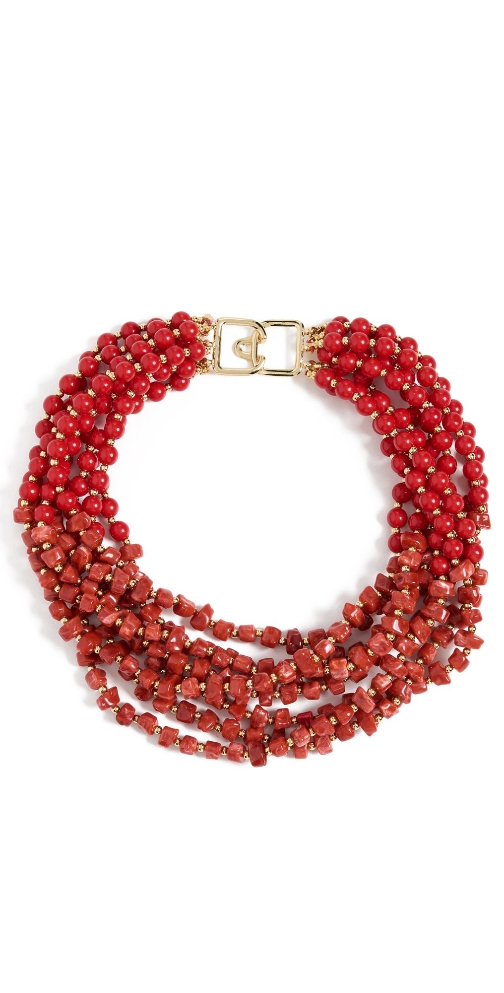 Kenneth Jay Lane Dark Coral Chip Neck Dark Coral One Size