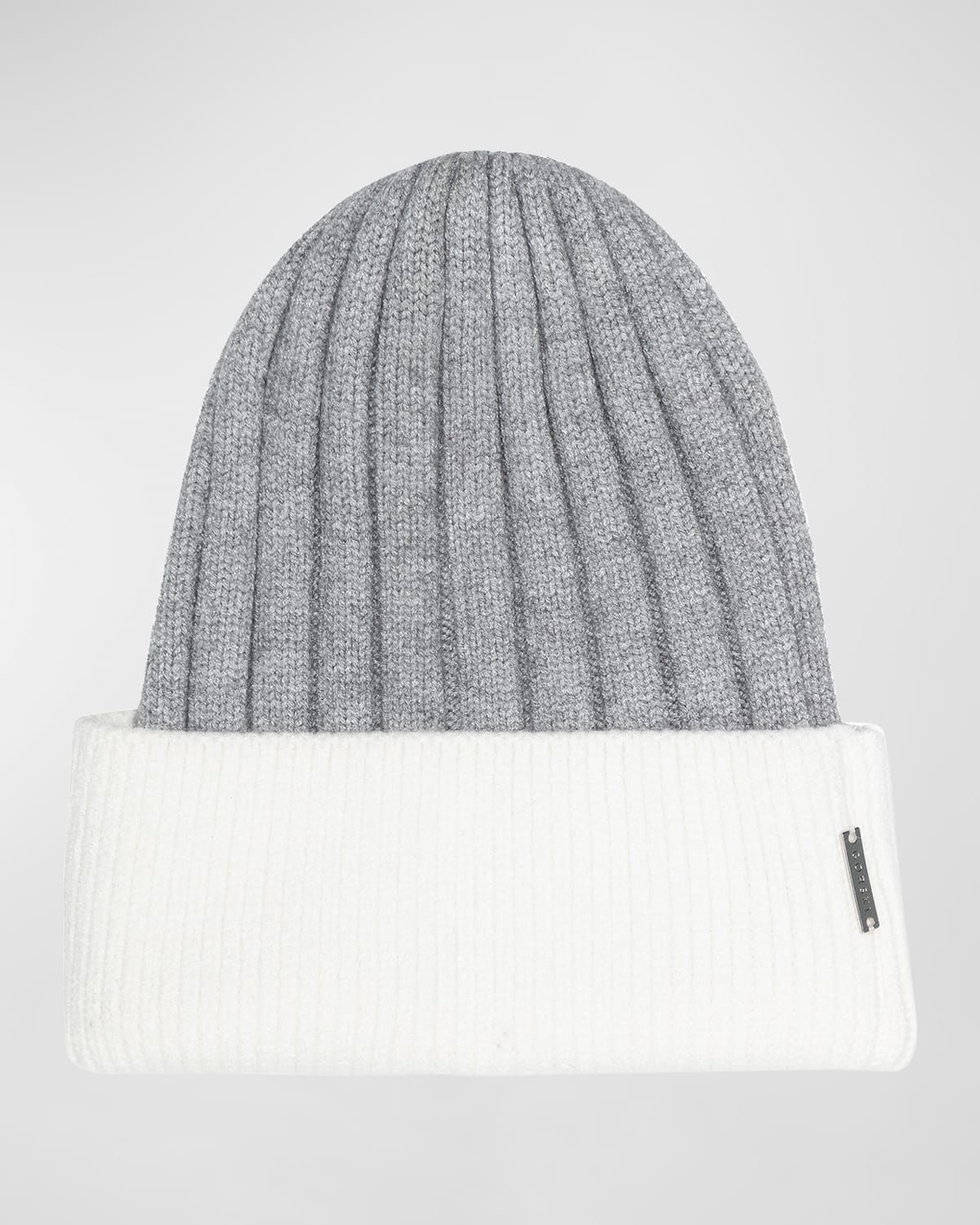 Ribbed Knit Two-Tone Beanie