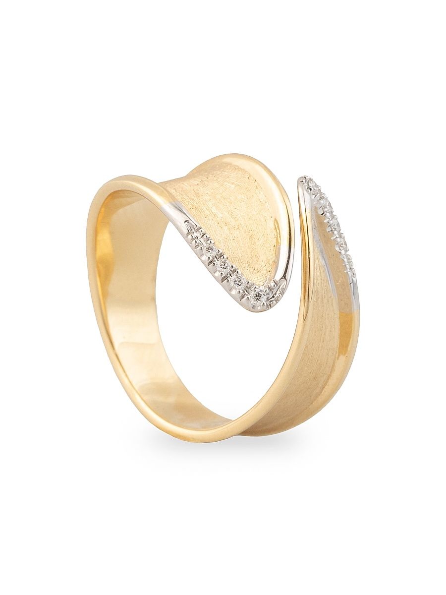 Women's Lunaria Twist Two-Tone 18K Gold & 0.04 TCW Diamond Wrap Ring - Yellow Gold - Size 7
