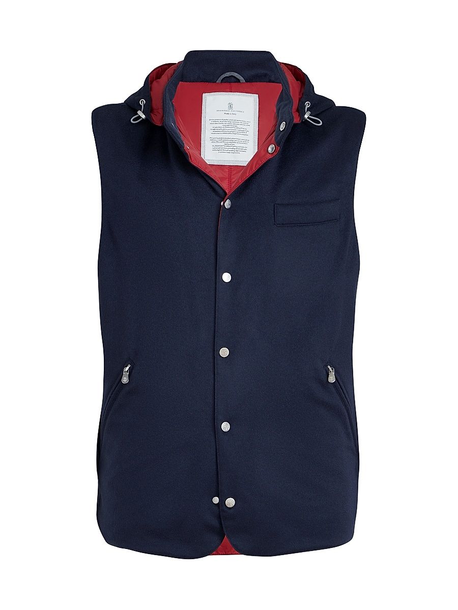 Men's Lightweight Cashmere Flannel Vest with Thermore Padding - Blue - Size 40