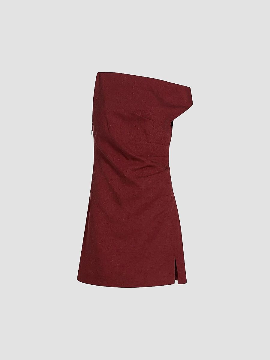 Ronny Kobo Women's Winnie Draped One-Shoulder Minidress - Burgundy - Size XL
