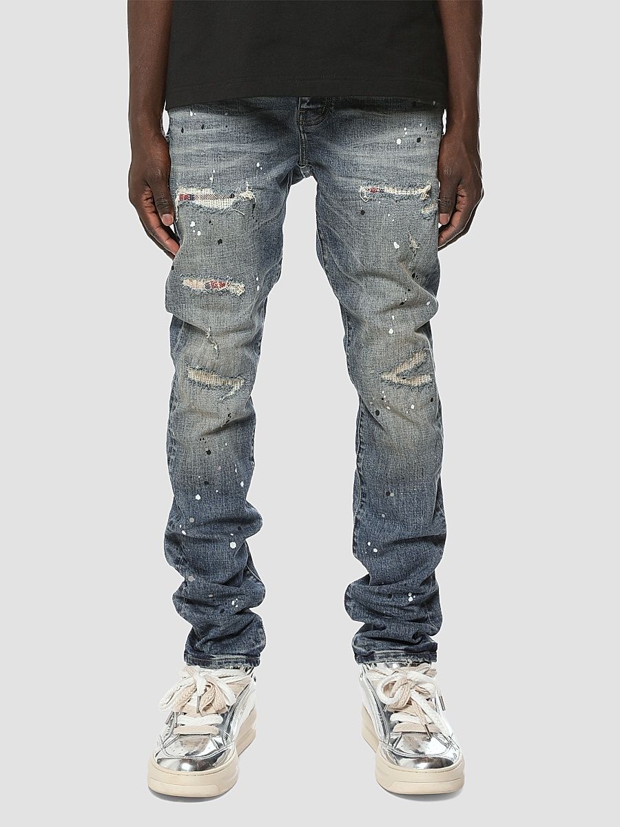 Men's Paint Repair Skinny Jeans - Medium Indigo - Size 40