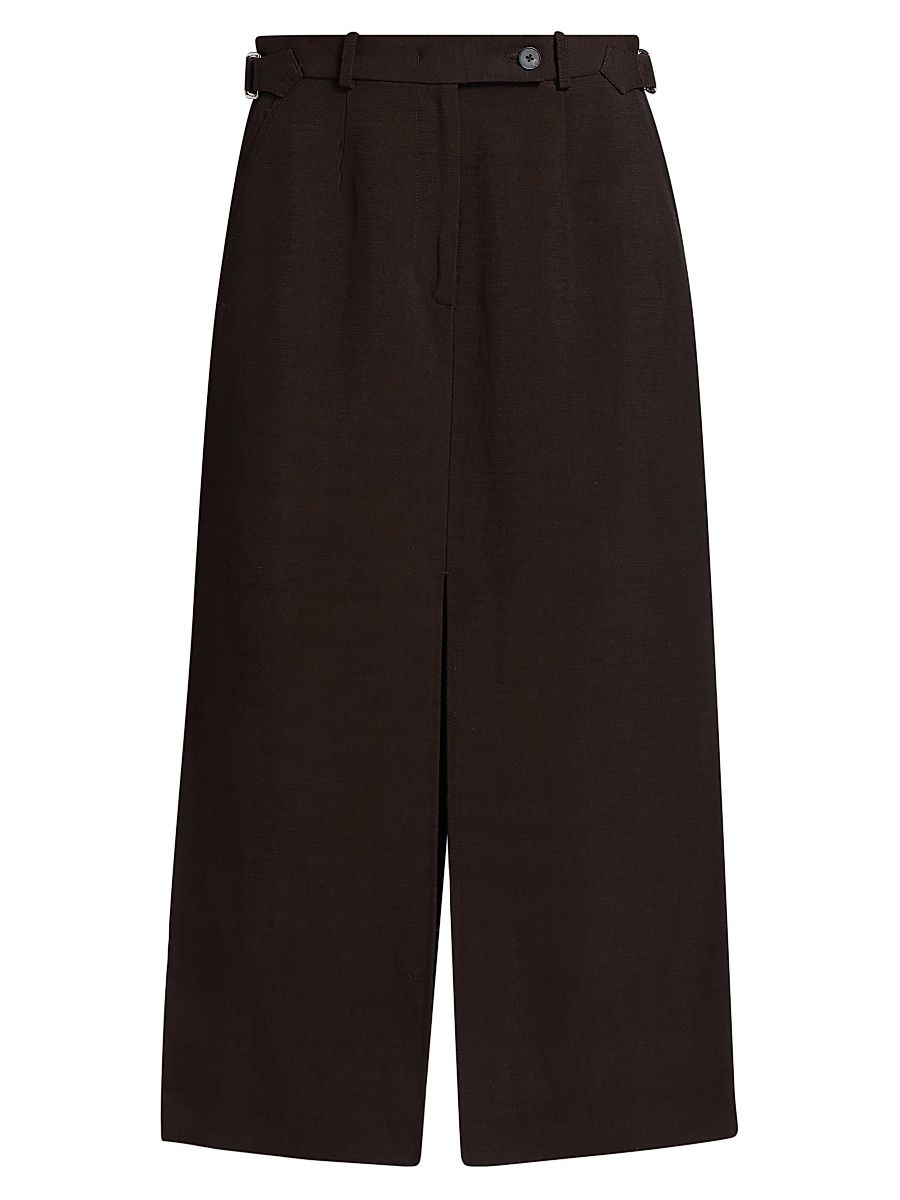 Women's Tailored Linen-Blend Pencil Skirt - Chocolate - Size 6