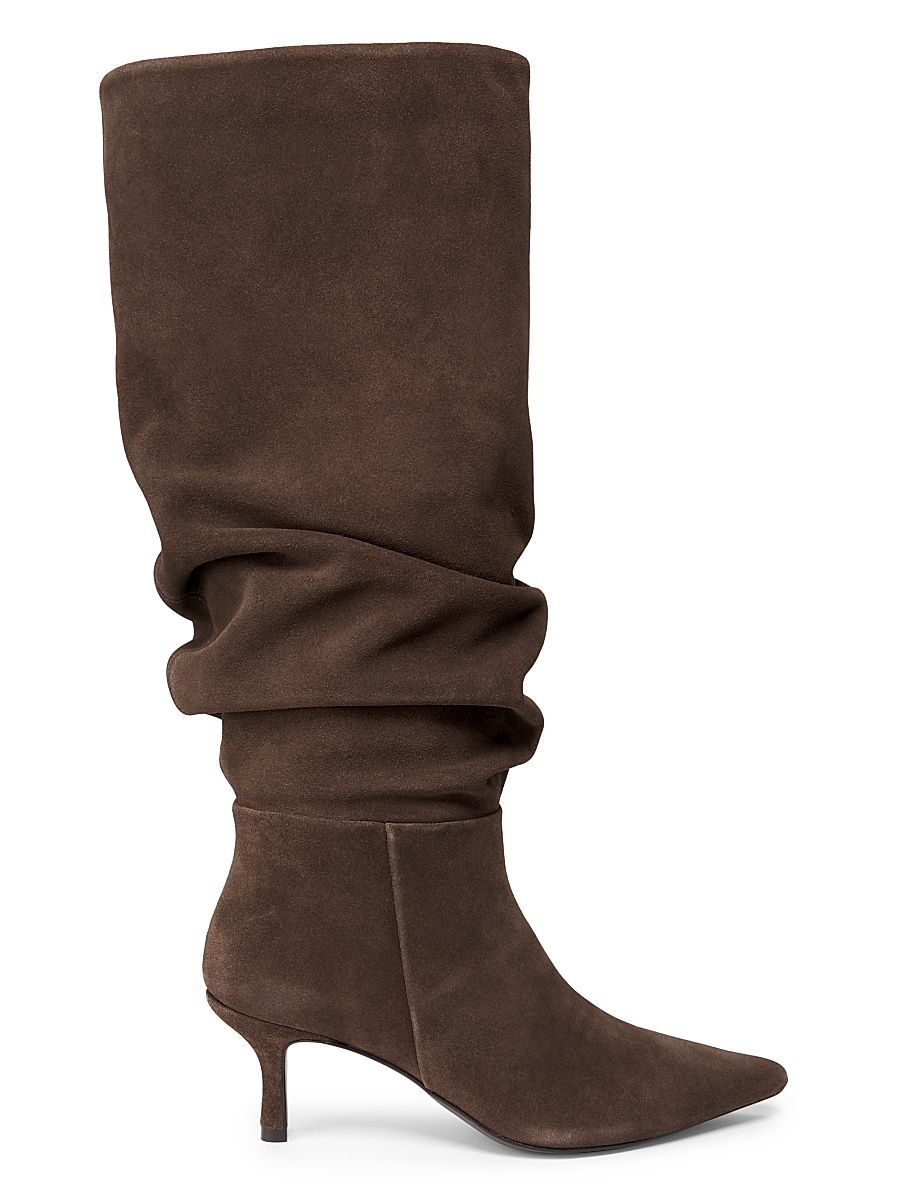 Women's Jordi 65MM Suede Slouch Boots - Cacao - Size 5