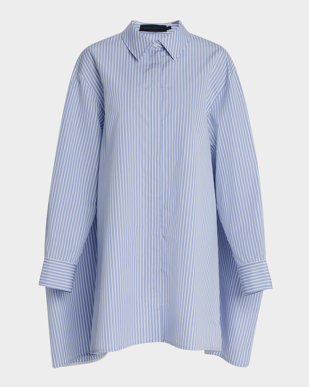 Isla Striped Cotton-Silk Poplin Cape Mini Shirtdress