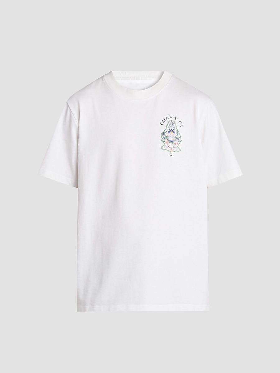 Men's Hotel Emblem Cotton Crewneck T-Shirt - White - Size Small