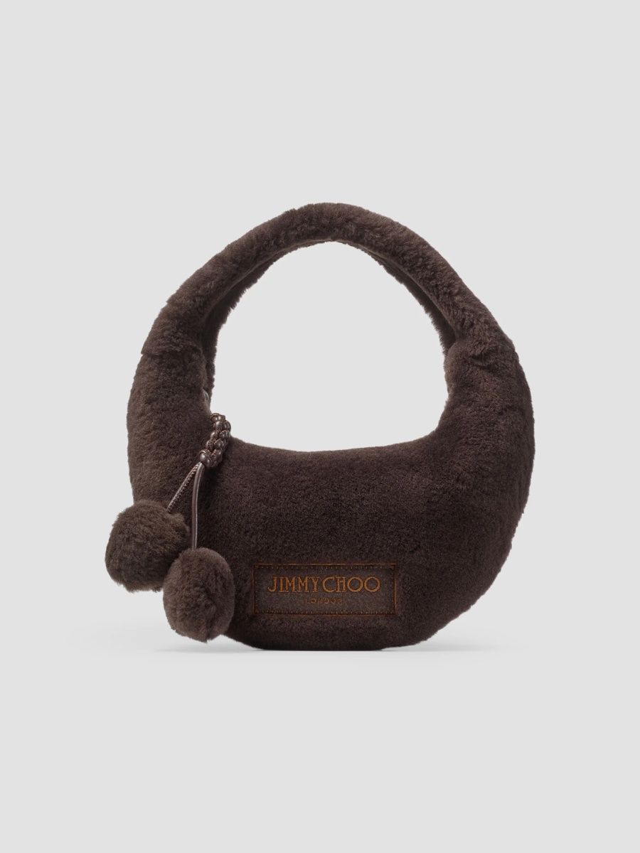 Jimmy Choo Women's Mini Shearling Hobo Bag - Chocolate