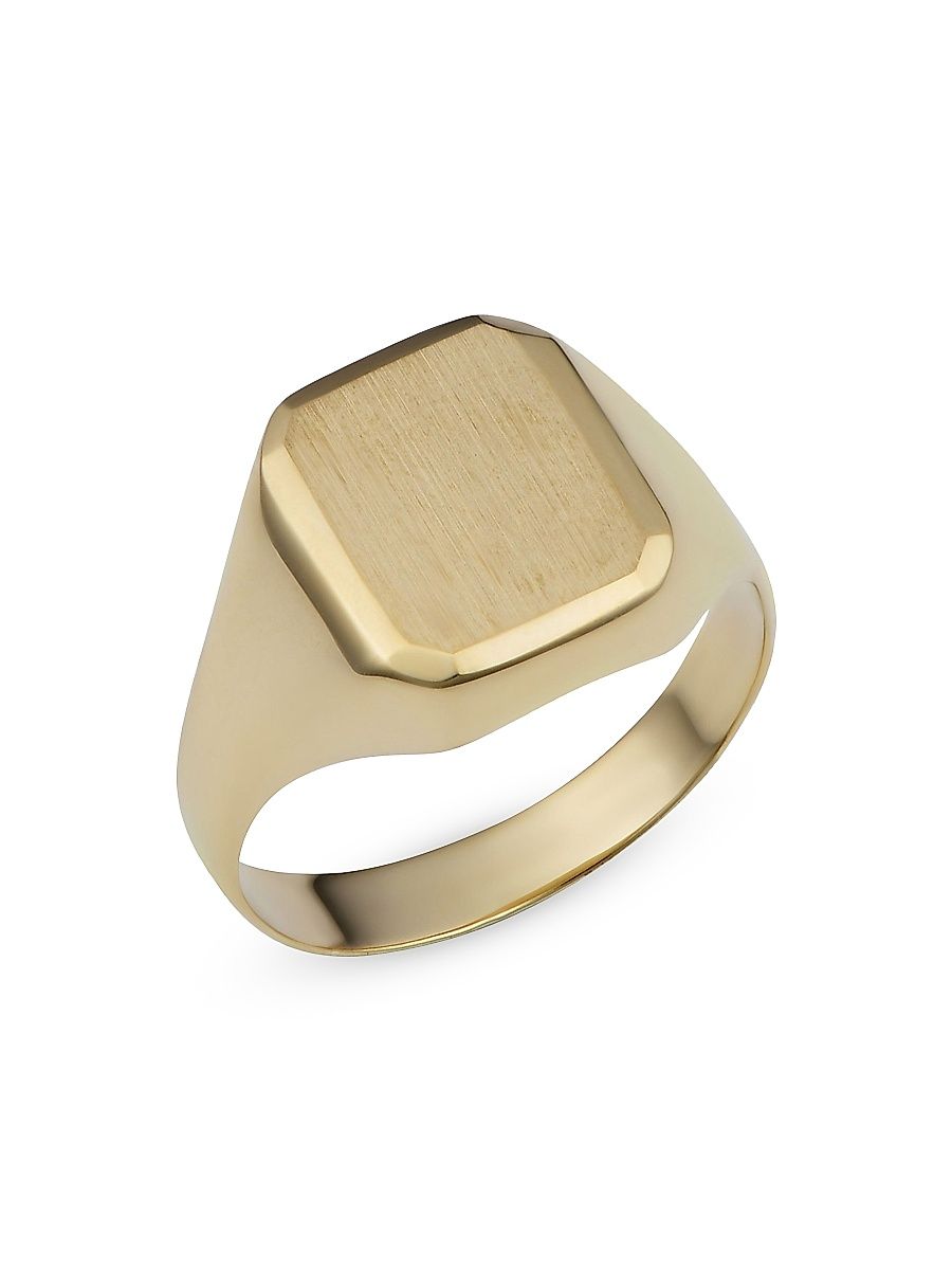 Men's 14K Yellow Solid Gold The Duke Signet Ring - Yellow Gold - Size 11