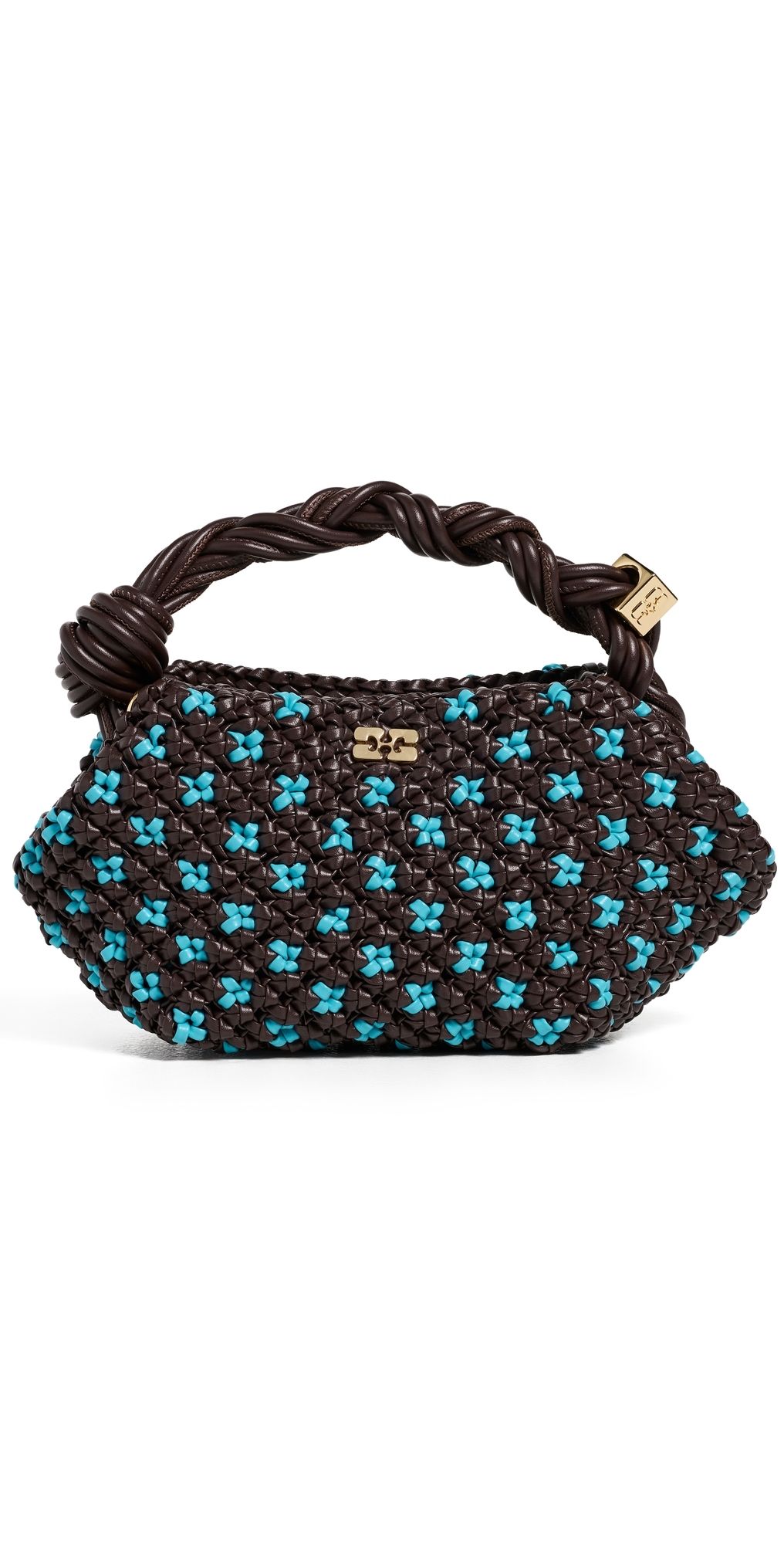 GANNI Bou Mini Braided Handbag Chicory Coffee One Size