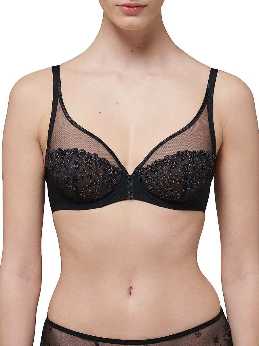 Women's Delice Sheer Plunge Bra - Gem Black - Size 36B