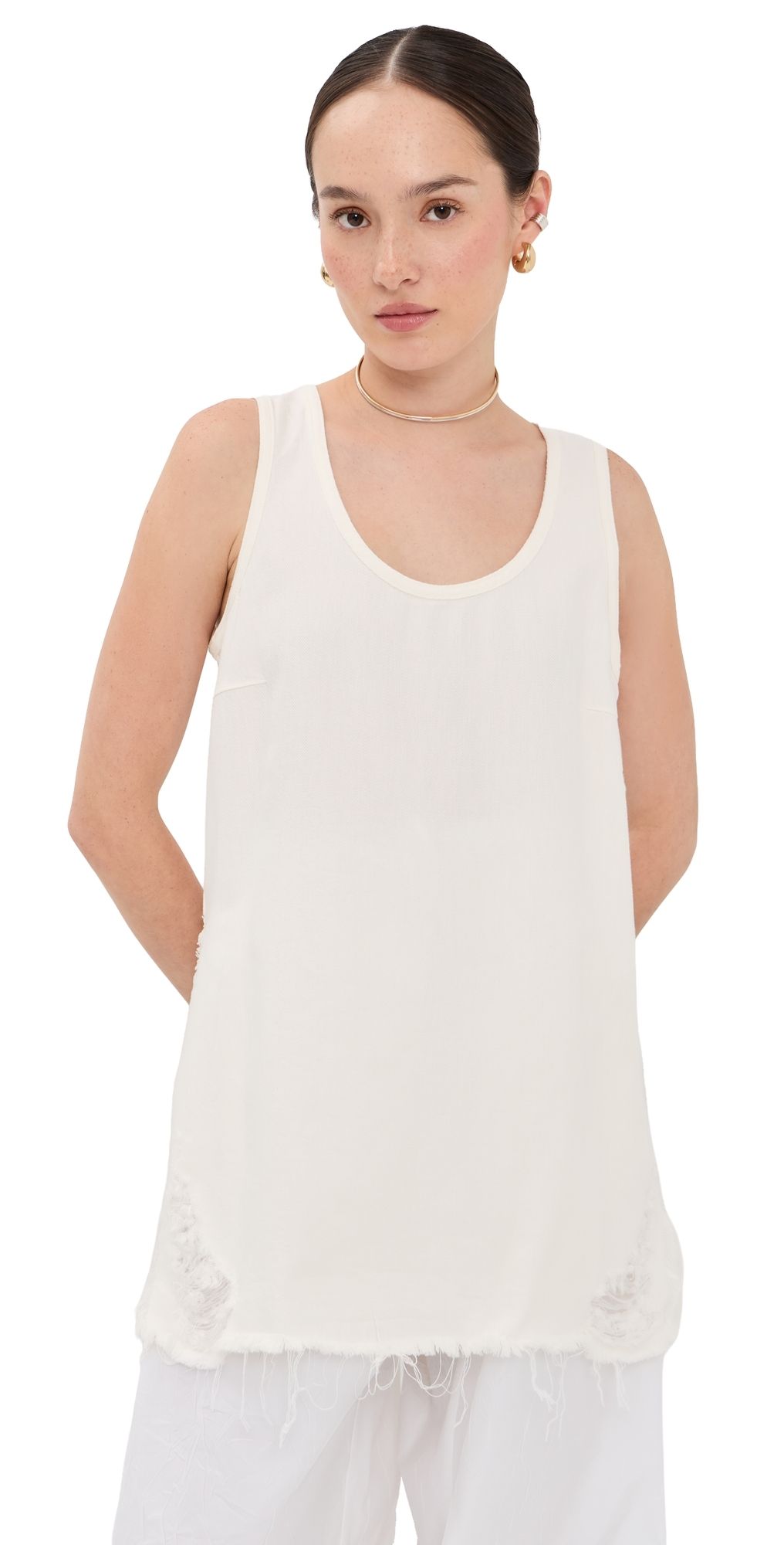 DARKPARK Ivy Tencel Denim Tank Top Washed White S