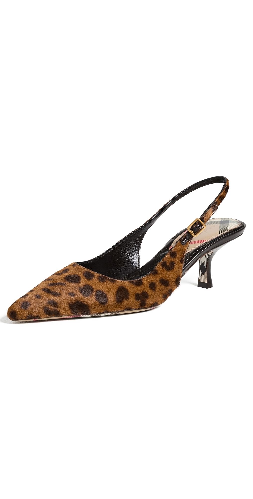 Burberry Fur Dame Slingback Kitten Heels 55 Leopard/Black 40
