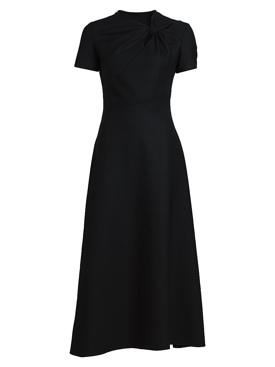 Women's Twist-Detailed Wool Dress - Black - Size 2