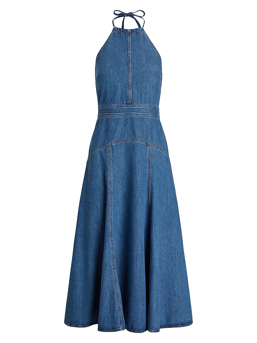 Women's Denim Halter Midi-Dress - Pirra Wash - Size 8