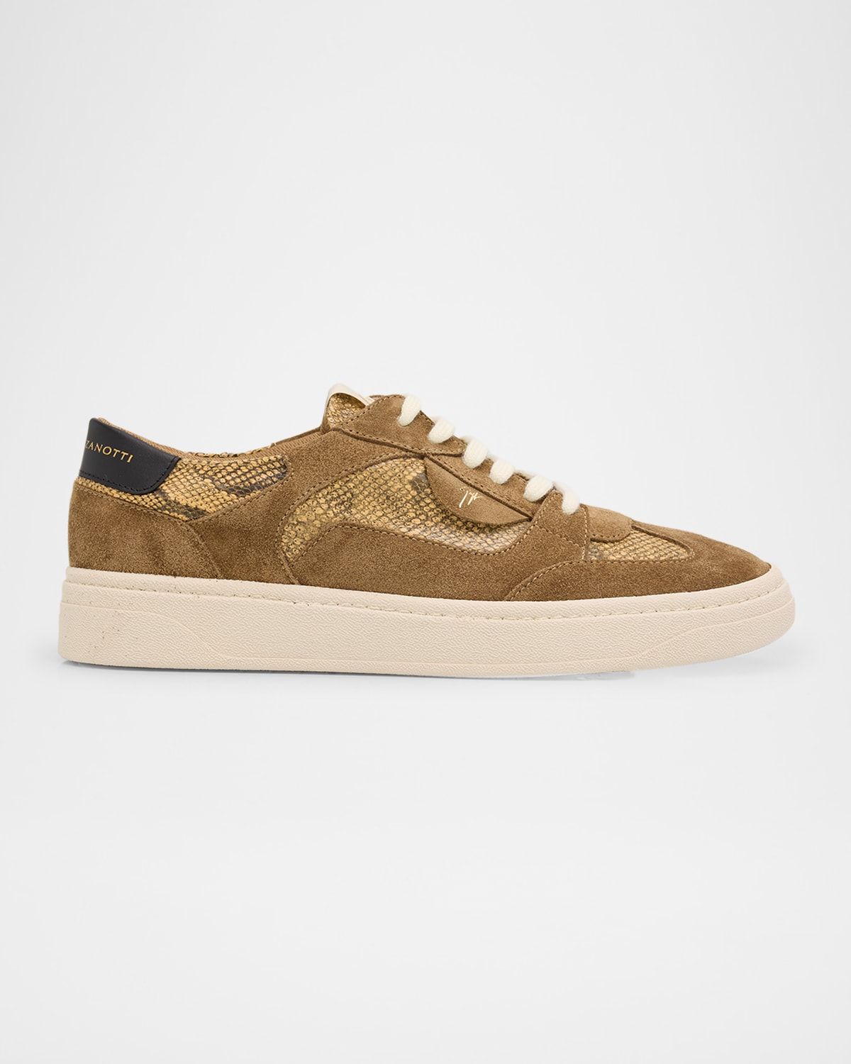 Men & apos;s Suede and Snake-Effect Leather Low-Top Sneakers