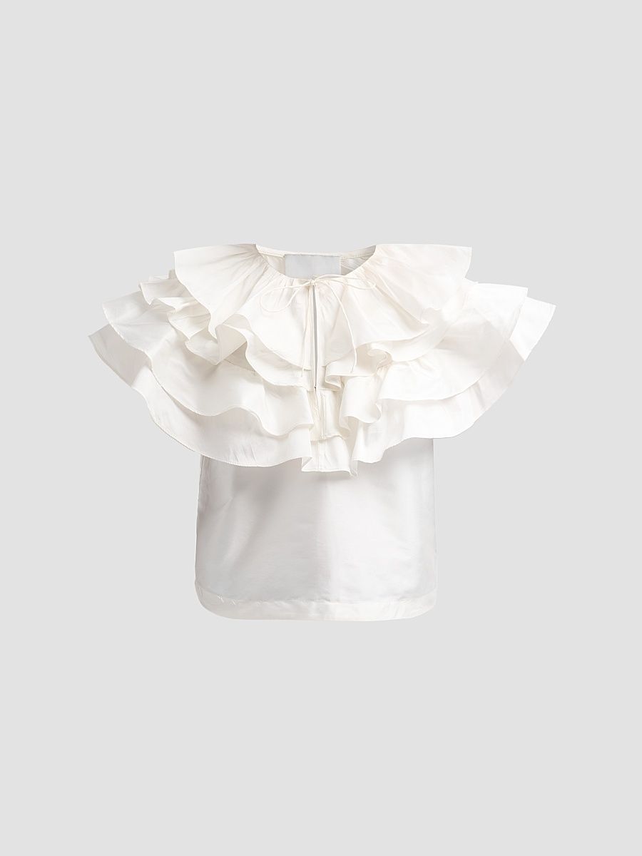 Women's Linda Taffeta Cape Top - Cream - Size 12