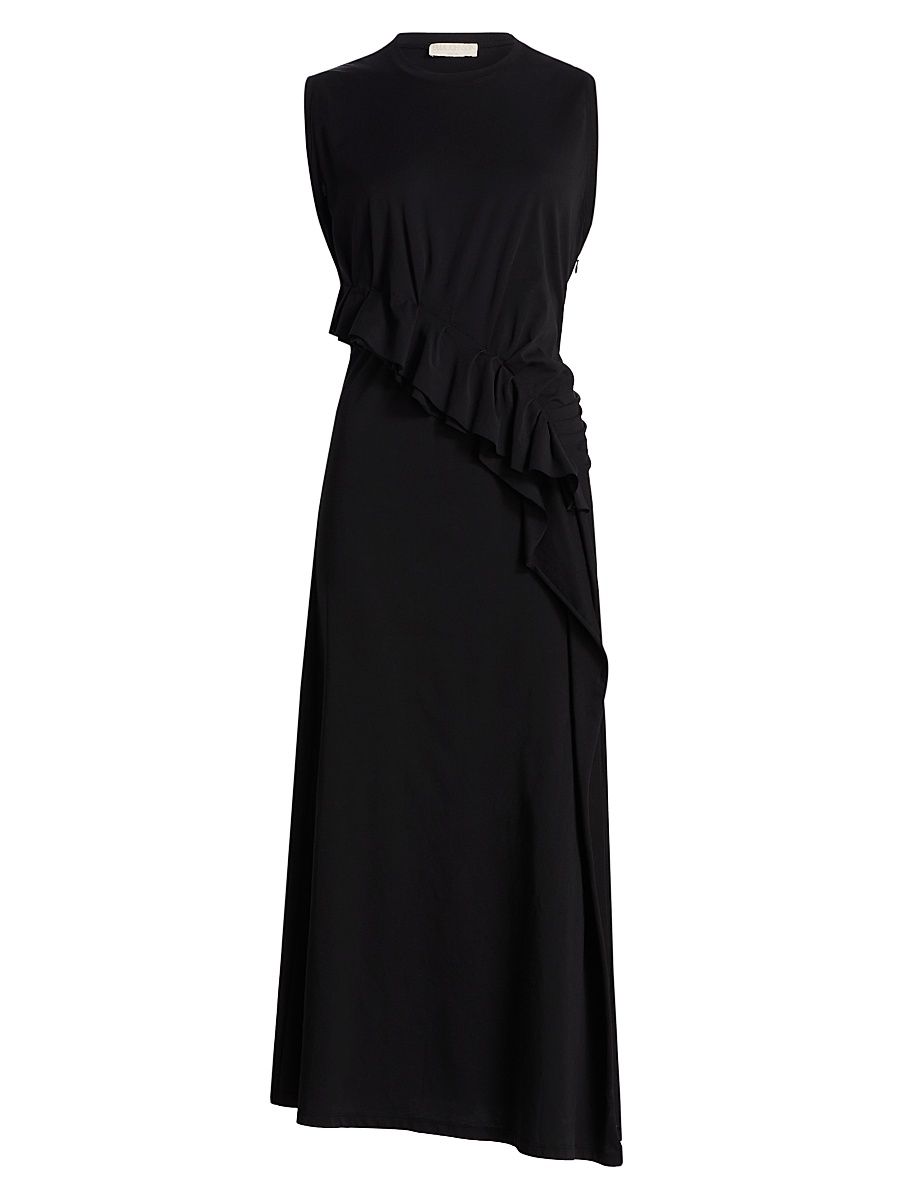 Women's Jeune Ruffled Cotton Midi-Dress - Noir - Size XL