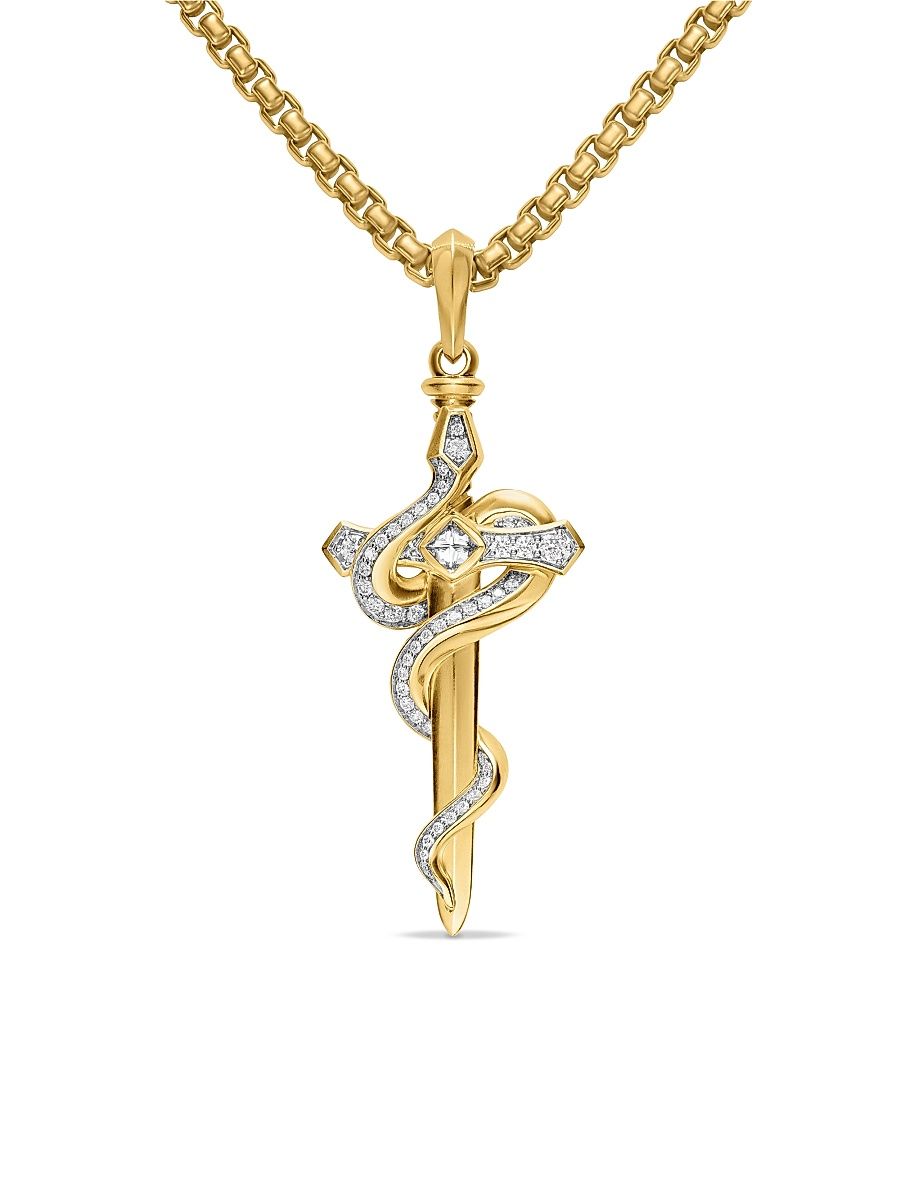 Men's Ouroboros Snake Amulet in 18K Yellow Gold - Diamond
