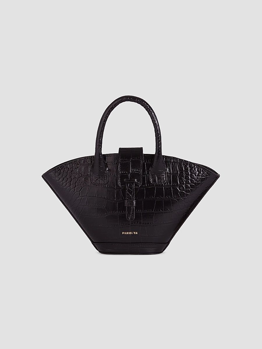 Women's Lumière Mini Croc-Embossed Leather Tote Bag - Coco Black