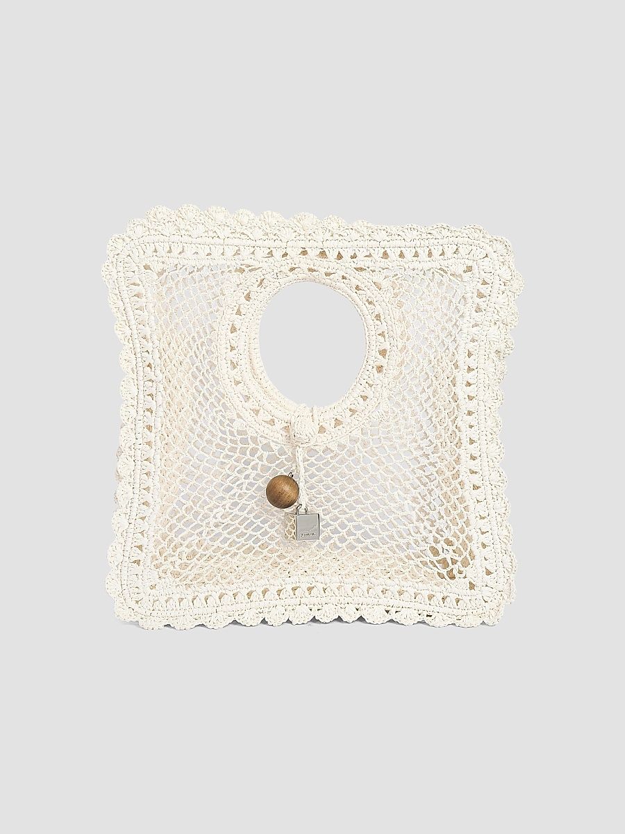 Jacquemus Women's Spiaggia Square Raffia Bag - White
