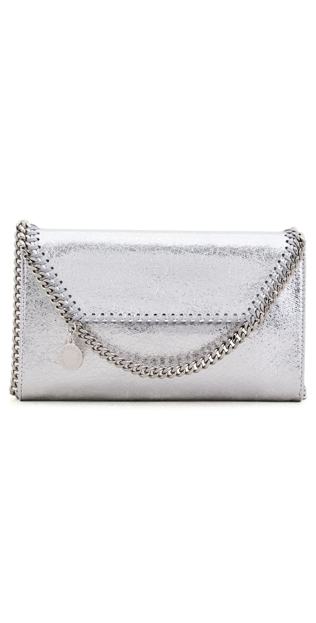 Stella McCartney Falabella Metallic Wallet On A Chain Silver One Size