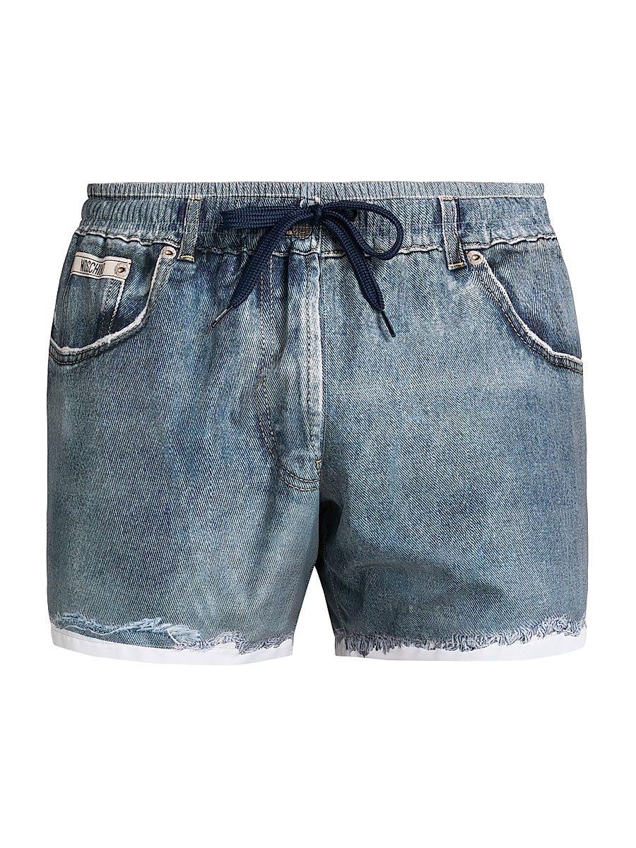 Men's Denim Trompe L'Oeil Swim Shorts - Blue - Size 36