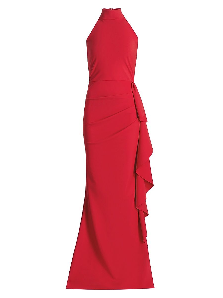 Women's Guzen Ruffle-Detail Sleeveless Gown - Red Passion - Size 8