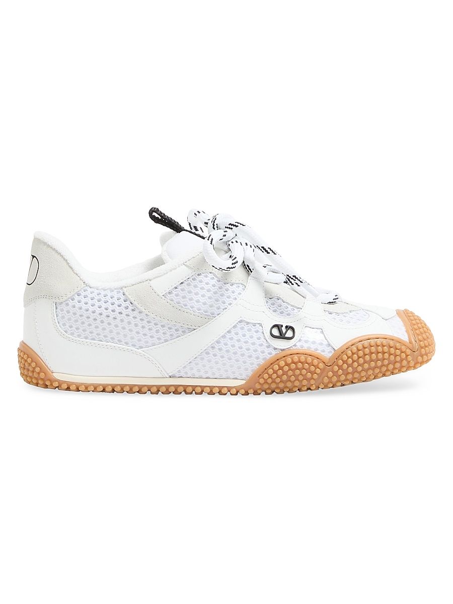 Women's Amphibia Sneakers in Rubberized Calfskin and Split Leather - White - Size 11.5