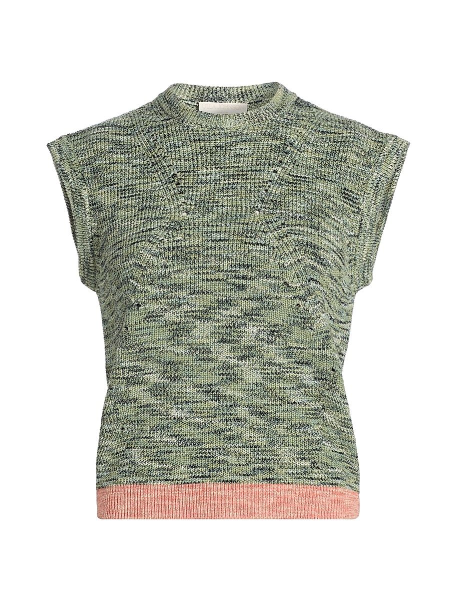 Women's Margot Contrast-Hem Stretch-Cotton Top - Piedstone - Size XL
