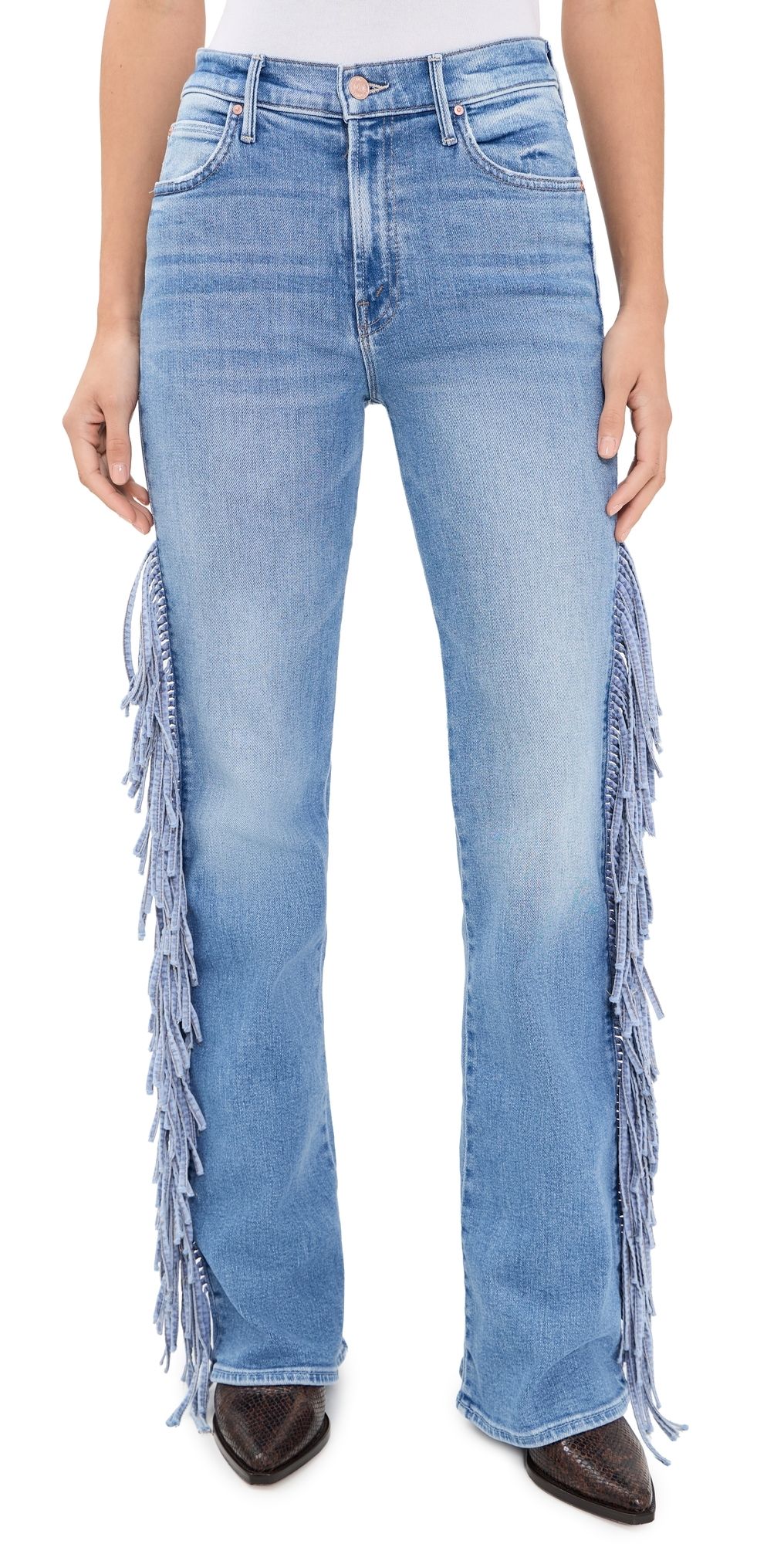 MOTHER The Fringe Desperado Sneak Western Jeans Saddle Up 25