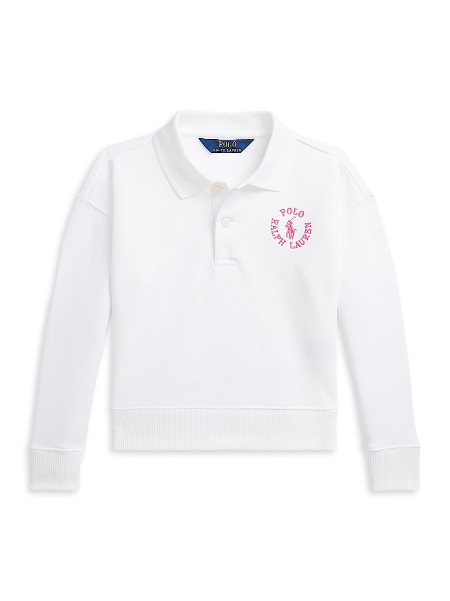 Little Girl's & Girl's Logo Long-Sleeve Polo Shirt - White - Size 6
