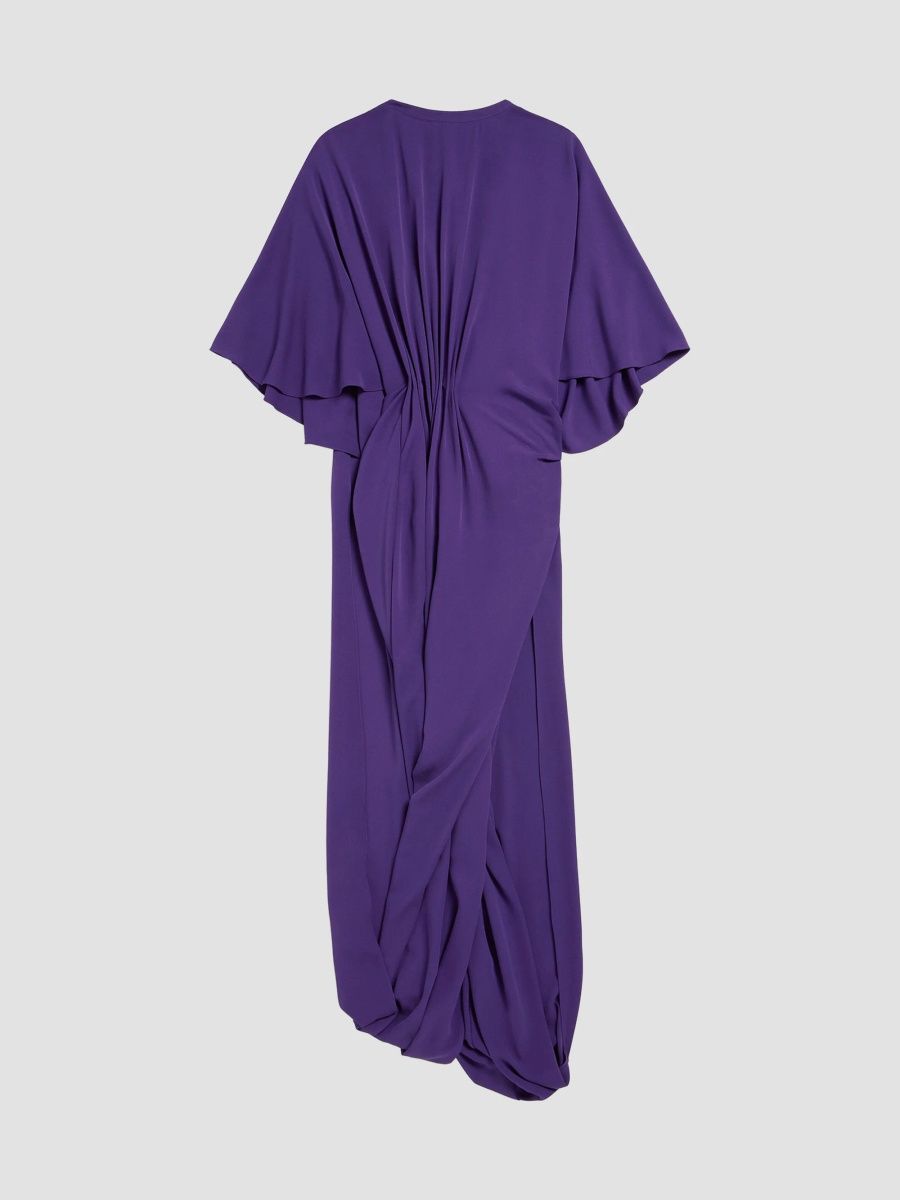 Balenciaga Women's Short Sleeves Draped Dress - Purple - Size 2